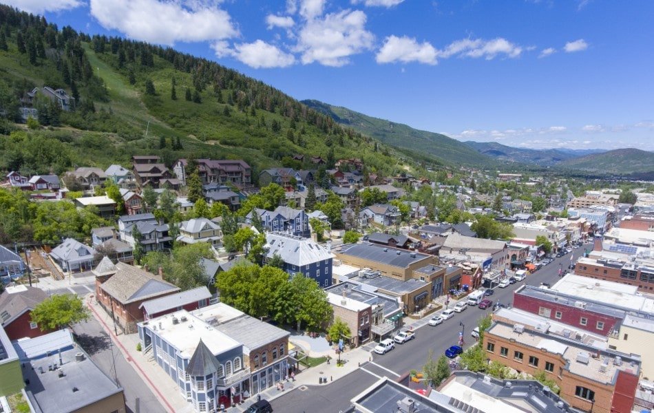 Park city main street aerial photo