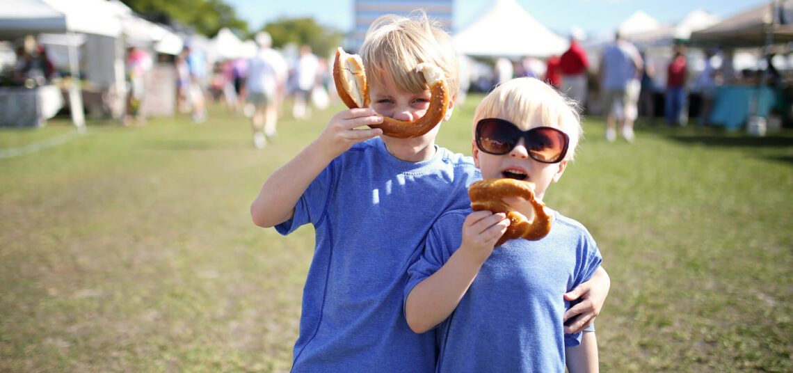 Two kids with pretzels