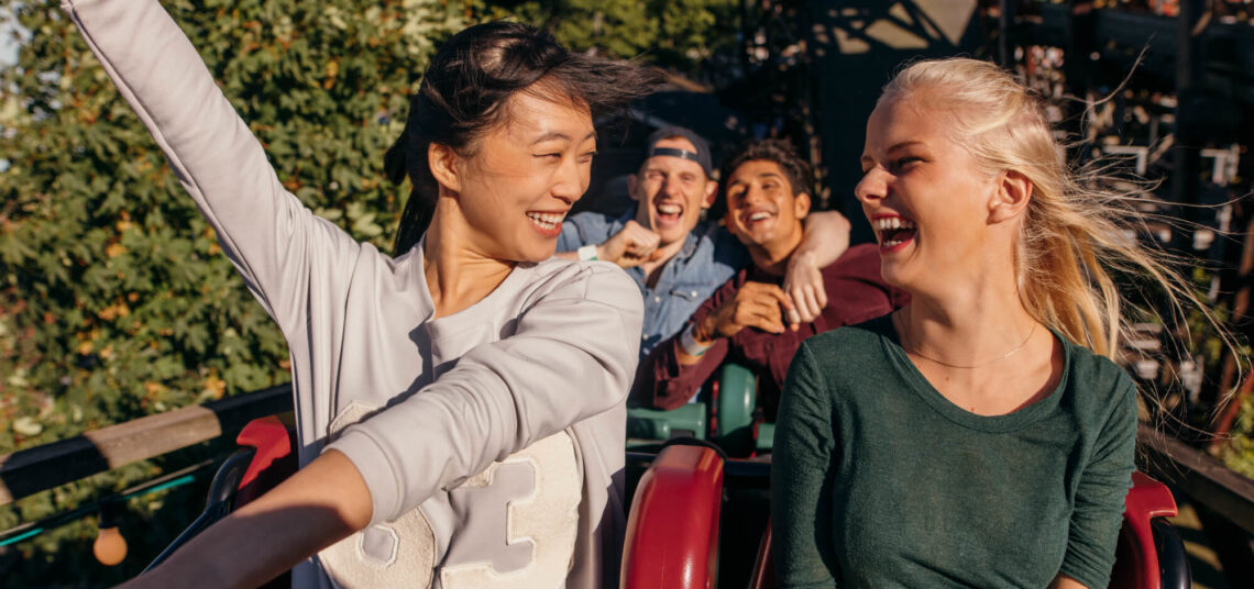 two girls on roller coaster