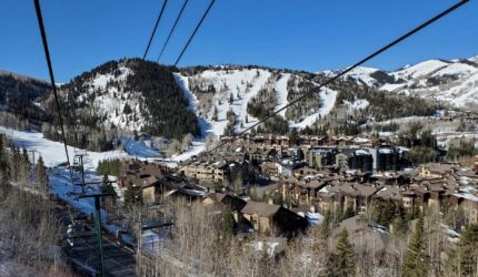 Deer valley resort in the winter with ski lifts